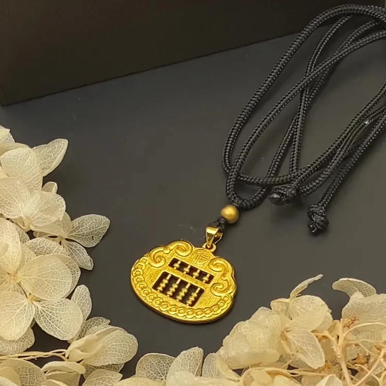 铜合金吊坠 古法如意锁算盘合金项链算珠情侣款中国风吊坠饰品