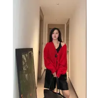 潮流百搭简约马海毛显瘦镂空毛衣开衫#80869