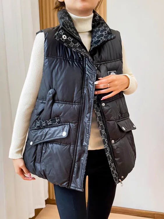 A1639中长款高档休闲马甲宽松时尚外套冬季保暖羽绒外套加厚秋冬