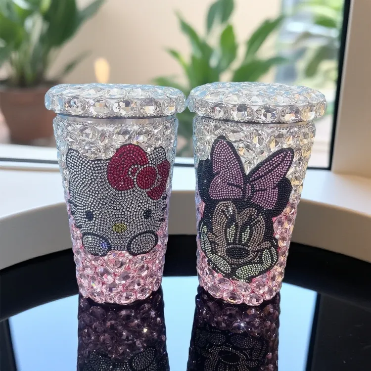 镶钻高颜值大澳钻重工新款镶钻新款吸管保温杯500毫升304不锈钢