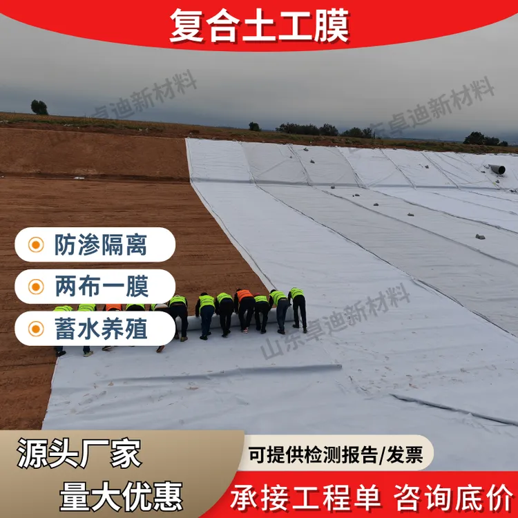 复合土工膜防渗防潮蓄水池鱼池防水护坡专用hdpe两布一膜一布一膜