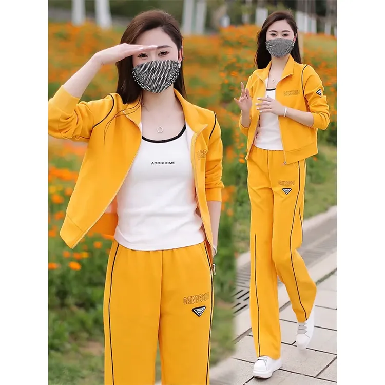 La babite时尚套装女2025春秋新款显瘦拉链外套阔腿裤休闲两件套