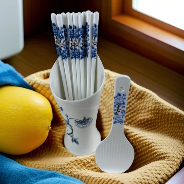 【官方正品】青花陶瓷筷子筒加10双筷子送米饭铲勺子非遗好物买什么