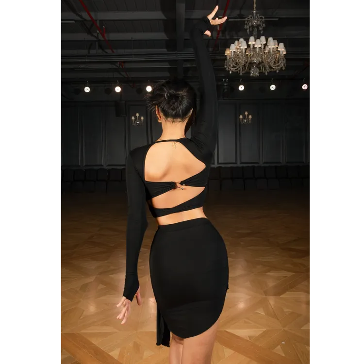 笑笑拉丁舞上衣女练功服摩登性感莫代尔舞衣舞蹈服春夏上衣X09