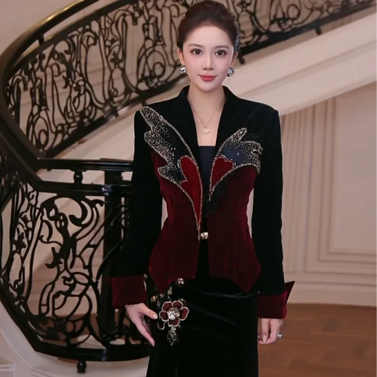 【芙娜妮】2025秋冬气质刺绣休闲风复古时尚女装长袖外套F2531328A