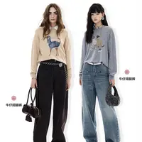 【商场同款新品】dzzit地素长袖针织衫25冬复古嵌花上衣女3J4E4049J