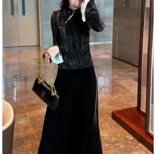 2024春季新款时尚女装网红潮流气质国风上衣半身裙宽松89