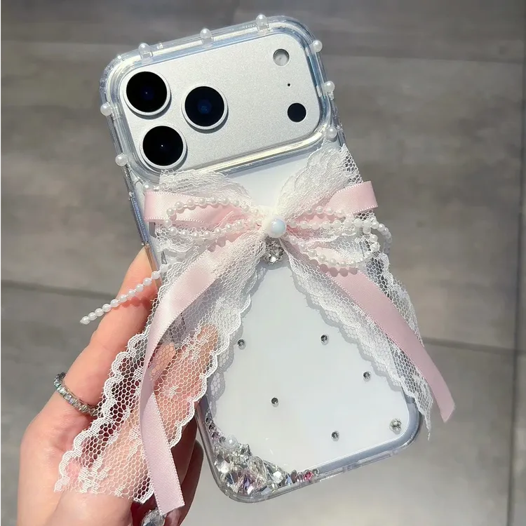 蕾丝缎带蝴蝶结适用于苹果iPhone17promax手机壳16高级感15千金风