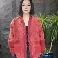 FF圆领立领唐装棉衣常规款文艺时尚落肩袖女棉服上衣民族风