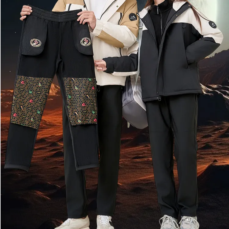 黑金一号防风裤加绒潮登山防水保暖修身型冬季男士口袋休闲裤长裤