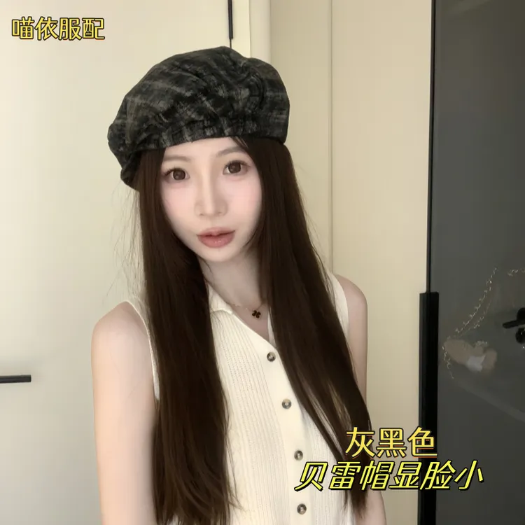 贝雷帽无檐女春秋八角帽八角帽子冷帽夏季气质地雷系薄款复古日系