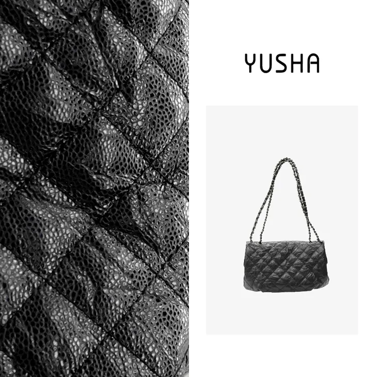 YUSHA/高档大号黑色云朵链条手提包-9566