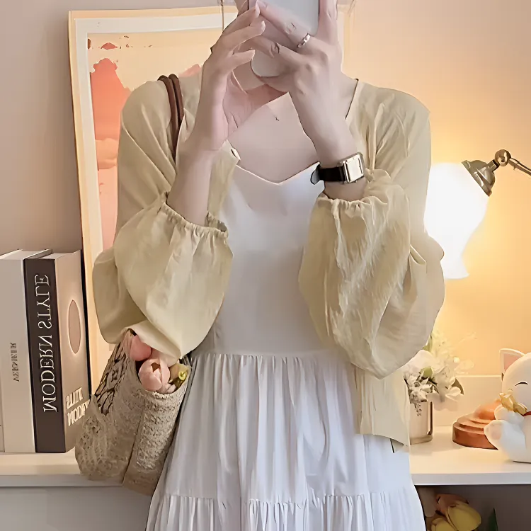 季念夏季开衫女新款空调衫披肩薄款外套长袖宽松防晒衣遮肉衬衫女