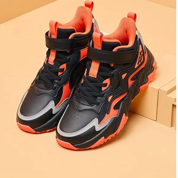 【皮面单里】361°kids2025冬季加厚高帮魔术贴运动鞋百搭儿童休闲鞋