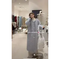 郭大喜-运补6-8 蓝色夹棉外套女2025秋冬蝴蝶结长款大衣韩系外套