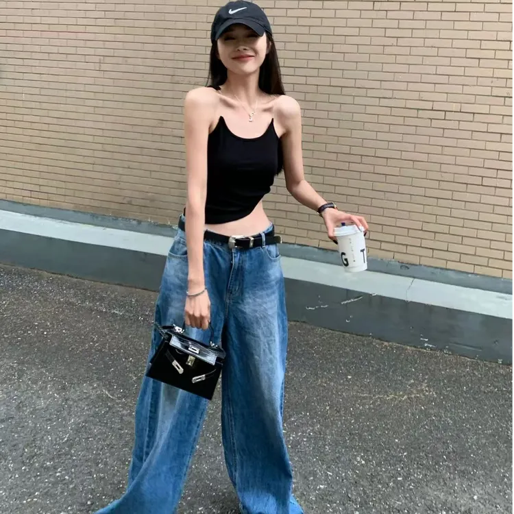 气质辣妹隐形肩吊带背心外穿夏季女装2024新款修身显瘦设计感上衣