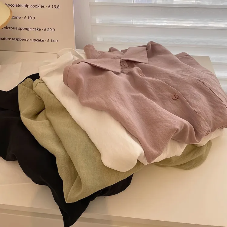 【杭州意法好货】韩系防晒衬衫夏季轻薄休闲上衣宽松外搭长袖空调衫