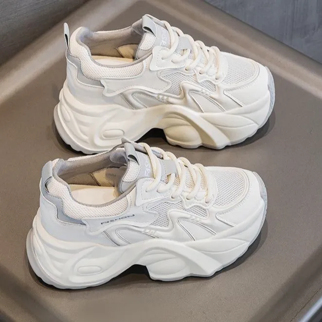 纪诗哲女鞋时尚轻便厚底内增高老爹鞋女士新款透气休闲百搭运动鞋