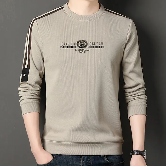 拼色卫衣男士秋季圆领长袖t恤内搭打底衫上衣印花外穿秋衣服潮