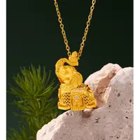 京工美作 吉象福运项链 古法黄金手作镶嵌钻 轻奢时尚