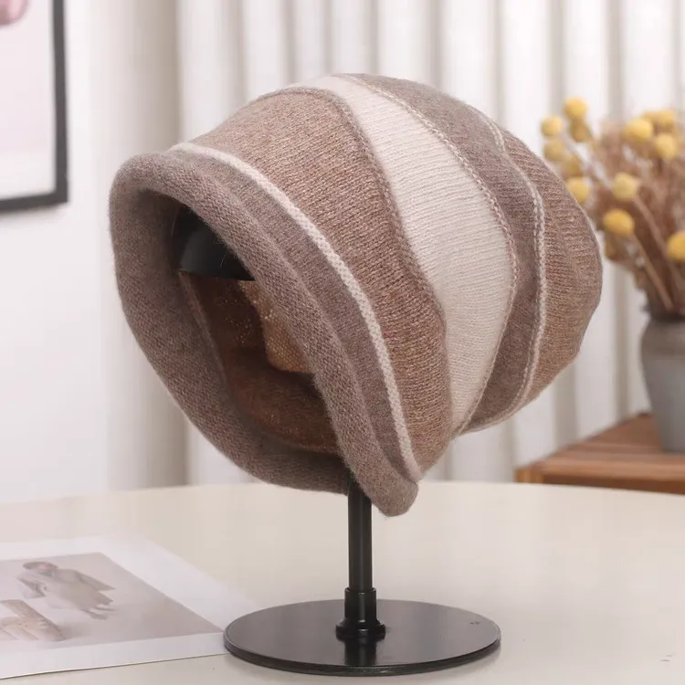 日系羊毛卷边堆堆帽子女秋冬季保暖护耳毛线包头帽显脸小百搭冷帽