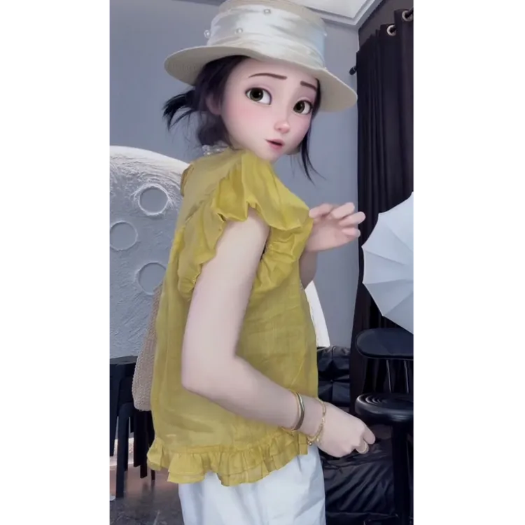 女装夏季新款夏俏皮时尚减龄超别致后背扣设计小众飞袖洋气半身衫