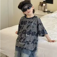 男童夏季宽松字母短袖T恤2025新款儿童夏装上衣男孩潮牌半袖体恤