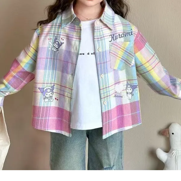 女童秋装格子衬衫2025新款儿童装洋气时髦秋季大童女孩春秋款外套