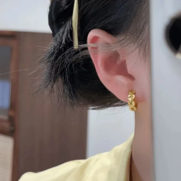 新中式复古亮闪碎冰冰耳扣个性百搭小众气质耳环耳圈