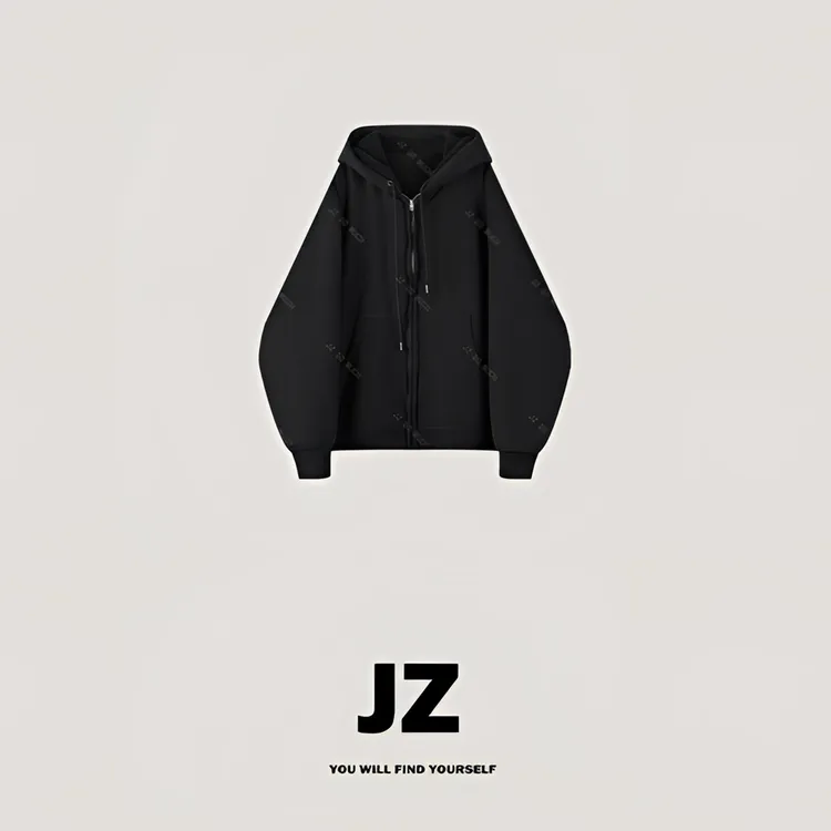 金子/JZ SO MUCH【歪七扭八帽衫】时尚不规则波浪拉链卫衣帽衫