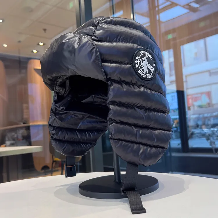 羽绒夹棉雷锋帽男女冬季保暖护耳飞行员帽轻量化骑车帽子围脖套装