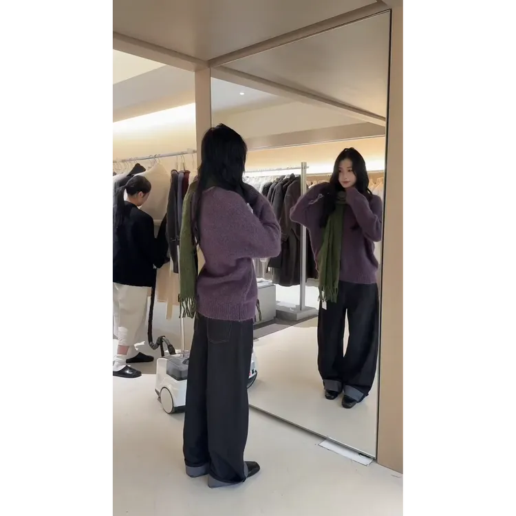 MARIE.COCO韩系新意法长袖针织衫女早秋新款毛衣穿搭牛仔裤两件套