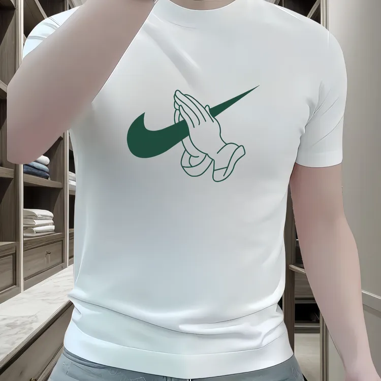 高端重磅纯棉短袖T恤男士2025年休闲时尚半截袖圆领潮流印花上衣