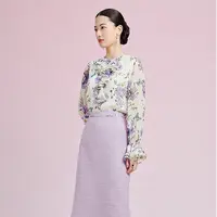 【晨粉专享价】25新春秋优雅浪漫法式印花真丝商场同款小衫女