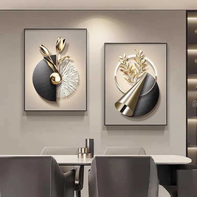 现代轻奢餐厅装饰画高档饭厅餐桌背景墙挂画2025新款高级感组合画