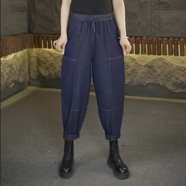 2025春季新款上新时尚百搭休闲复古洋气水洗牛仔哈伦牛仔裤2547