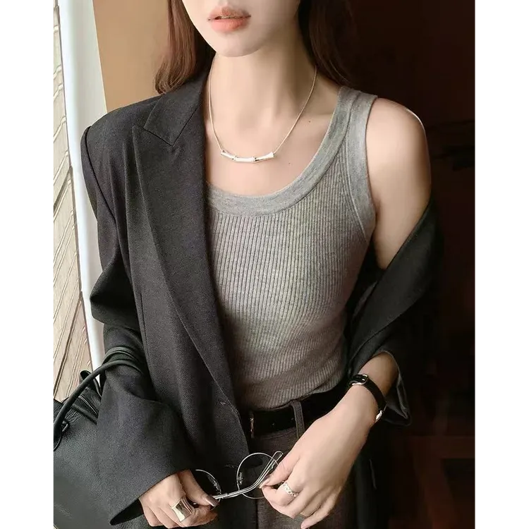 美洋MEIYANG 升级版尤尼酱背心 三醋酸羊绒_圆领针织短上衣-周一