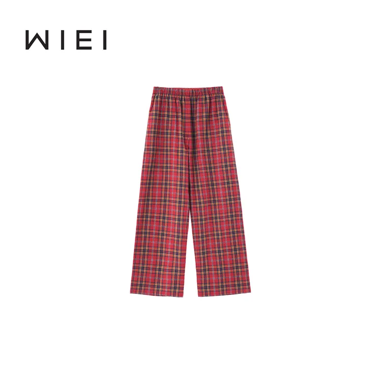 《WI EI》格格裤*定纺高支棉时髦复古色织撞色格纹休闲裤W25302154