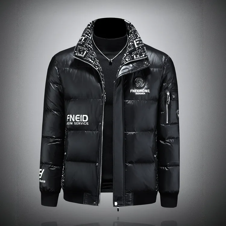 卡因耶查工装风短款羽绒服男士加厚保暖冬季刺绣拼接潮牌鸭绒外套