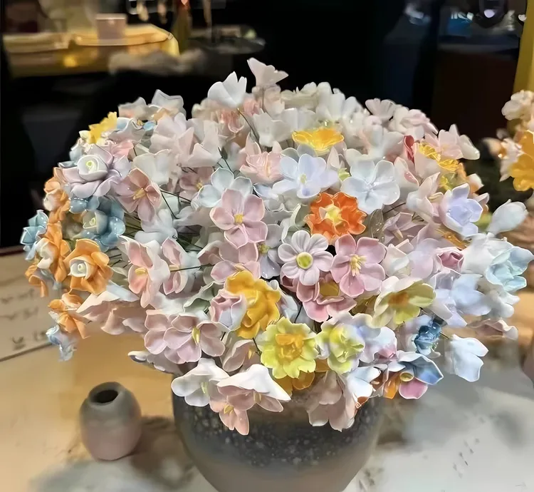 景德镇陶瓷花手工瓷花送男女朋友长辈生日毕业新年礼品桌面小摆件