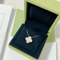 未使用 梵克雅宝 四叶草18K金白贝母中号项链 