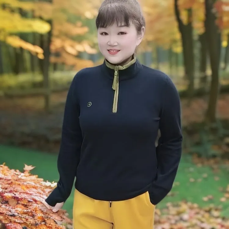 2025秋冬季爆款时尚百搭拼色半拉链显瘦休闲多色暖绒衫女士打底