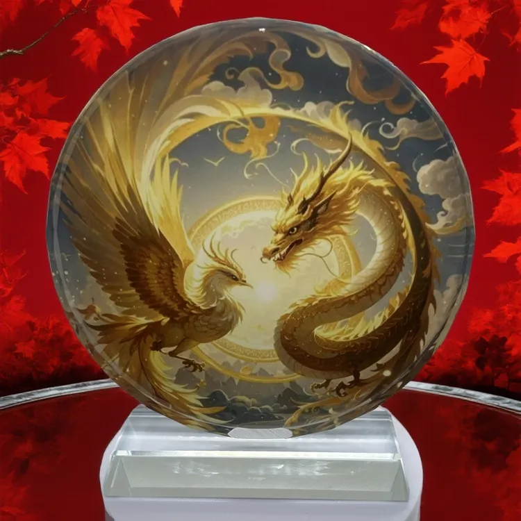 龙凤呈祥家居乔迁办公室玄关水晶装饰水晶礼品摆件创意水晶摆件