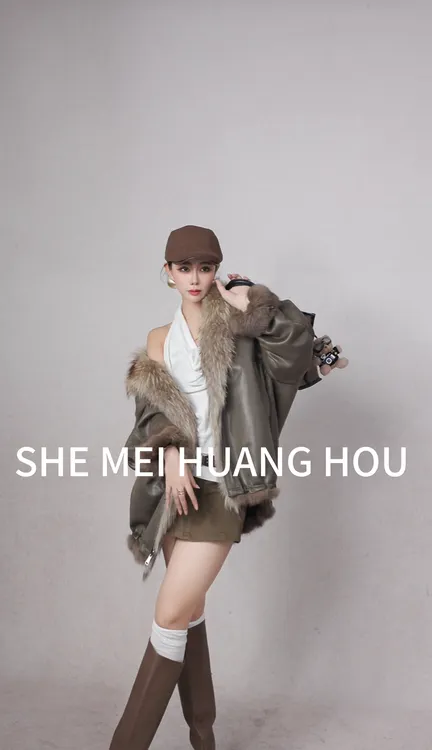 原创设计款貉子毛整皮皮草大版冬新派克服外套25209