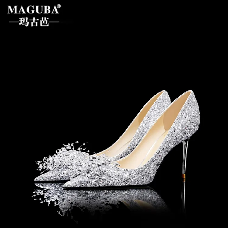 MAGUBA/玛古芭法式高跟鞋女尖头浅口细跟不累脚富家千金气质单鞋