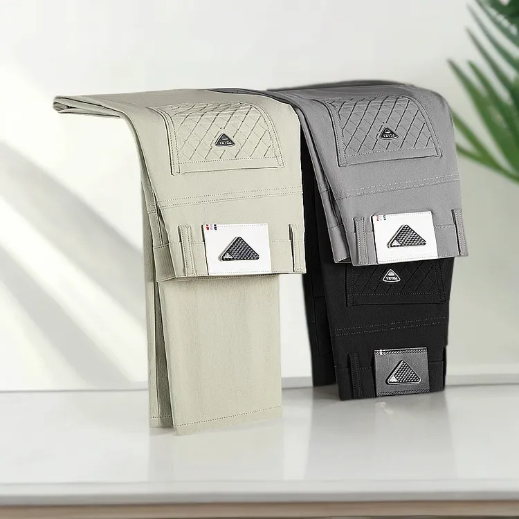 春夏时尚弹力长裤户外夏季欧美简约高弹薄款休闲男士直筒轻奢商务