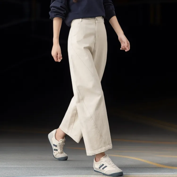 米杏色休闲裤女2025炸街潮款裤子女新款春秋弯刀裤九分哈伦镰刀裤