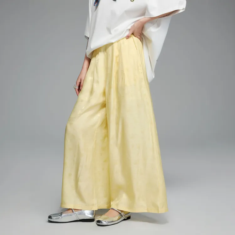 初见十三娘『清风』手工高定桑蚕丝裤子新中式国风真丝竹节提花夏季