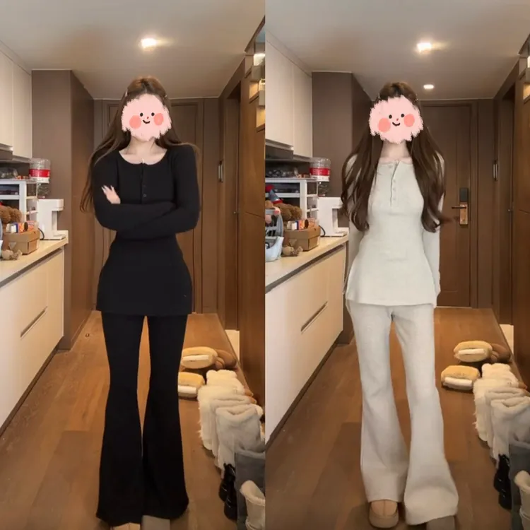 2025冬季新款韩系时尚洋气套装女加绒磨毛上衣收腰显瘦休闲裤