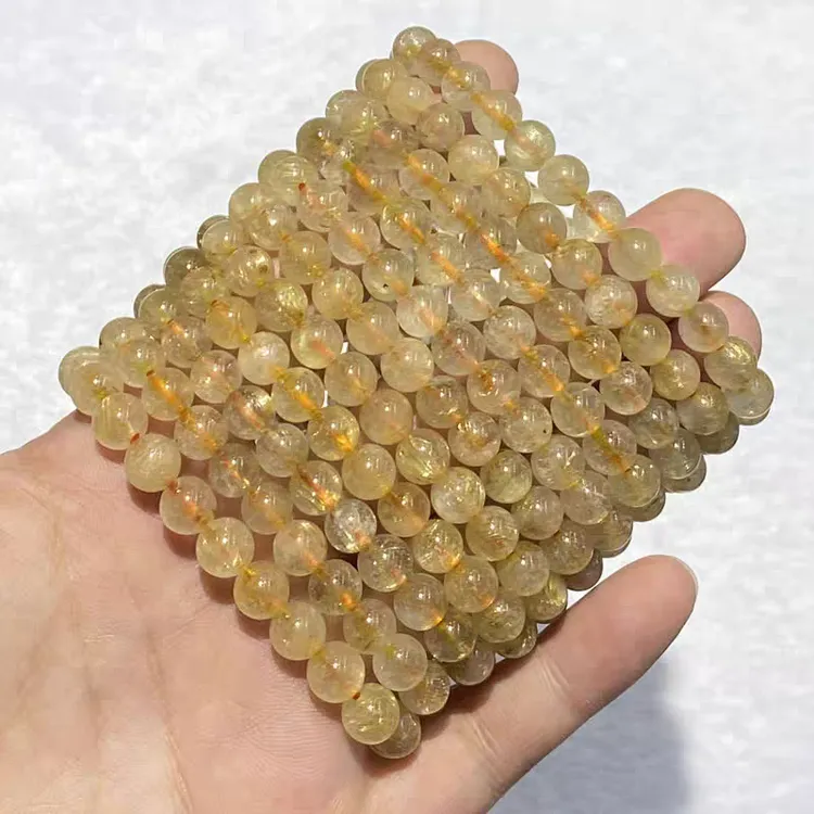 非金属莫桑石手链 新年好运金发晶水晶天然石手串卡7mm棉体单圈